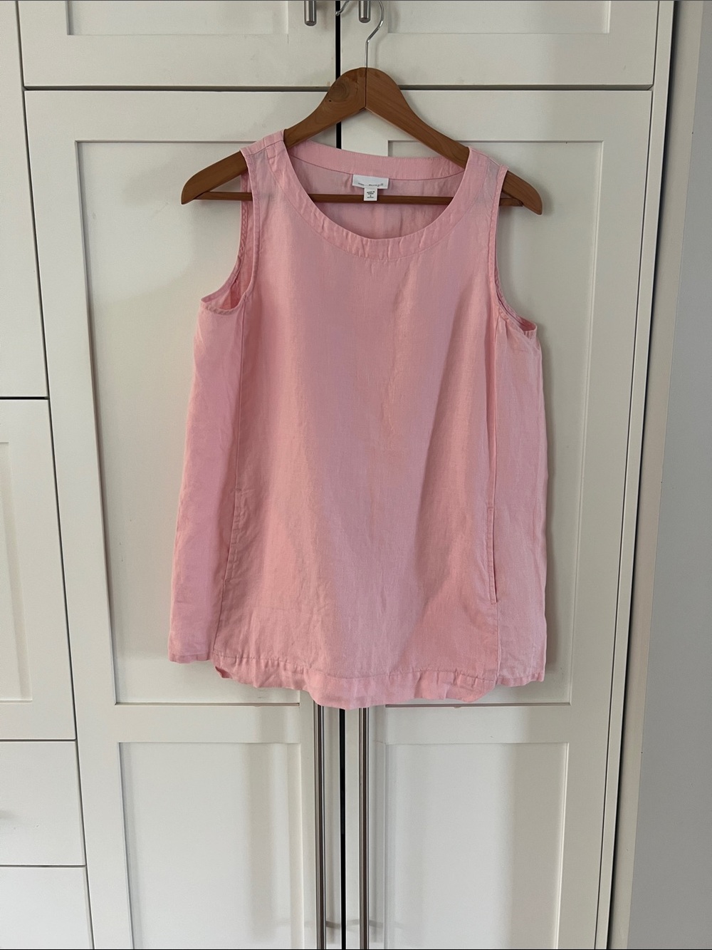 purejill 100% Linen Pink Sleeveless Scoop Neck Tunic Top